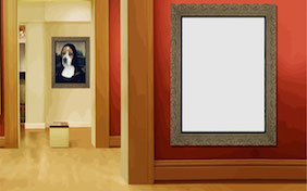 Inside an art gallery