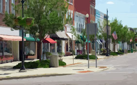 City street stores outside