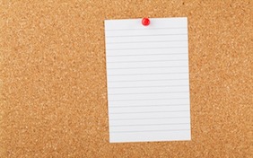 Corkboard with note