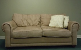 Taupe beige couch living room