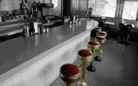 Diner restaurant counter inside