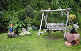 Garden swing outside