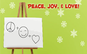 Holiday pictionary happy holidays seasons greetings peace joy love
