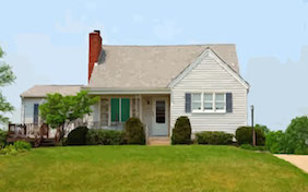 House outside front lawn