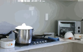 Kitchen cooking stove inside