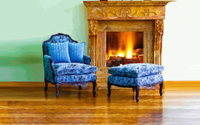 Living room fireplace armchair inside