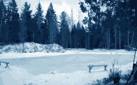 Winter ice rink snow frozen skating