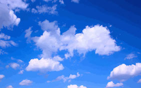 Blue sky with clouds outside
