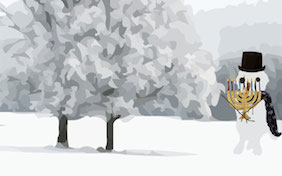 Winter snowman menorah snow hanukkah