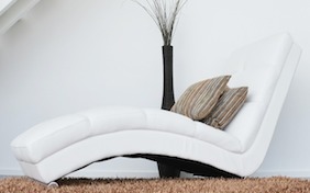 White lounge chair inside