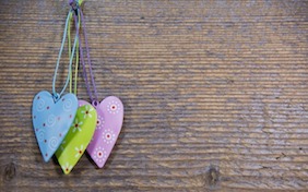 Wood with hearts love valentines day