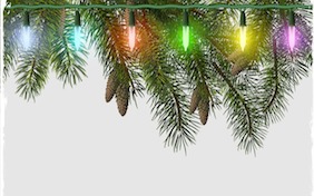 Christmas lights pine cones holidays