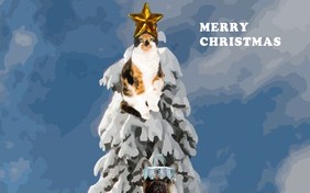 Christmas Tree holiday ecard with Cats