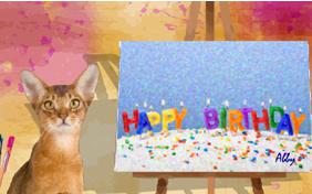 Birthday Art birthday ecard with cats