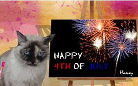 Fourth of July Art ecard with cats