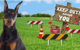 Keep Out Except You thank you ecard with dogs