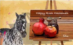 Rosh Hashanah Art ecard with pets