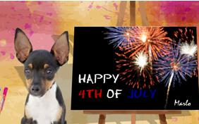 Fourth of July Art ecard with dogs