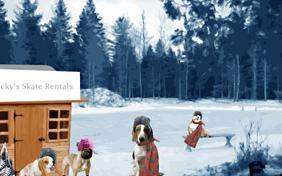 Winter Holiday Fun ecard with dogs